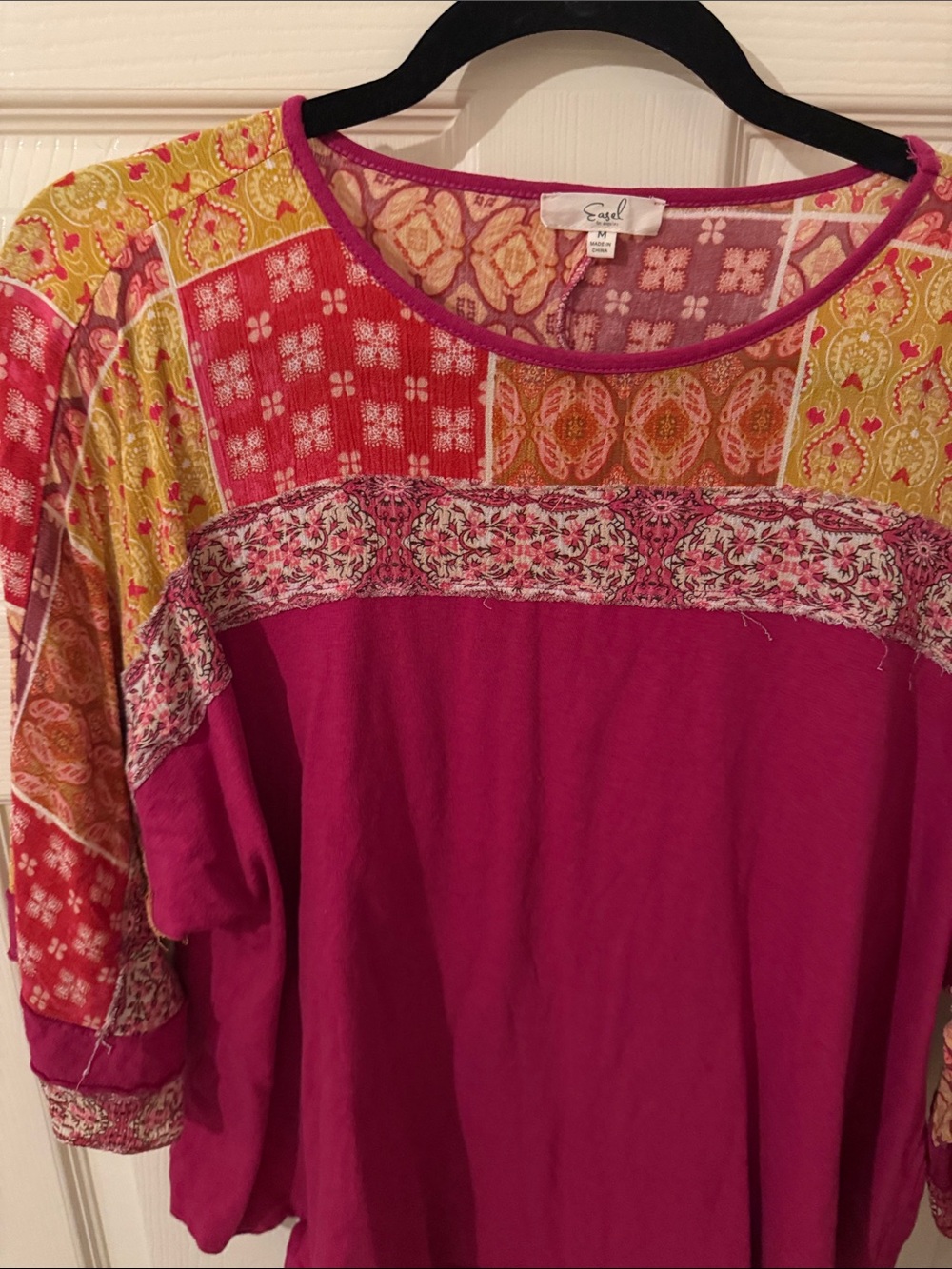 Esley Fuchsia Patchwork Tunic with Multicolor Yoke